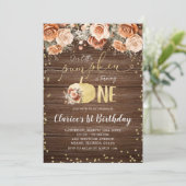 Invitation Rustique Burt Orange Floral Citrouille (Debout devant)