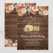 Invitation Rustique Burt Orange Floral Citrouille (Devant / Derrière)