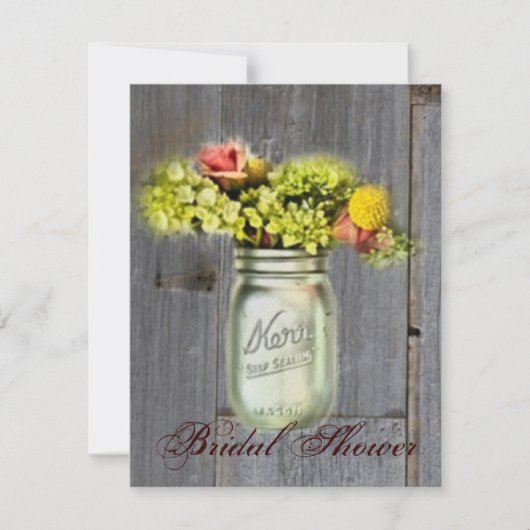 Invitation rustique campagne fleurie mason jar douche nuptial (Devant)