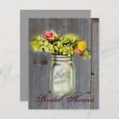 Invitation rustique campagne fleurie mason jar douche nuptial (Devant / Derrière)