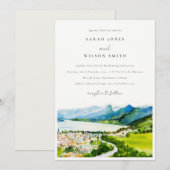 Invitation Rustique Campagne Lake Village Mariage paysager (Devant / Derrière)