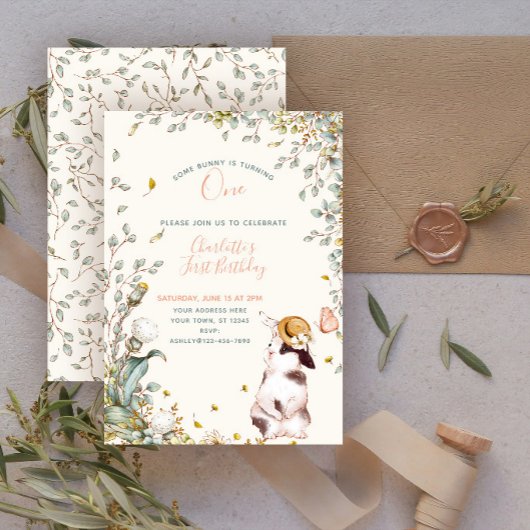 Invitation Rustique Certains Lapin est Une Fille Florale Cott