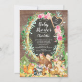 Invitation Rustique C'est une fille Baby shower d'animaux de  (Devant)