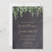 Invitation Rustique Chalkboard Eucalyptus Mariage de verdure (Devant)