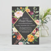 Invitation Rustique Chalkboard Floral Bridal (Debout devant)