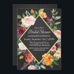 Invitation Rustique Chalkboard Floral Bridal<br><div class="desc">Un joli cadre en forme de losange entoure votre texte dans cette invitation à la douche nuptiale en damier rustique dans de beaux floraux d'automne. Remplacez l'exemple de texte affiché dans le modèle de conception par les détails de votre événement.</div>