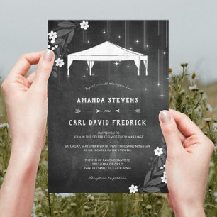 Invitation Rustique Chalkboard Floral Mariage extérieur