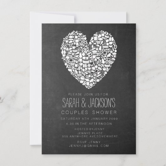 Invitation Rustique Chalkboard Kitchen Tea Fête des mariées P (Devant)