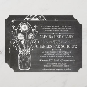 Invitation Rustique Chalkboard Mason Jar Typographie Vintage