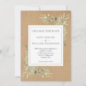 Invitation Rustique Changer la date Aquarelle Vert (Devant)