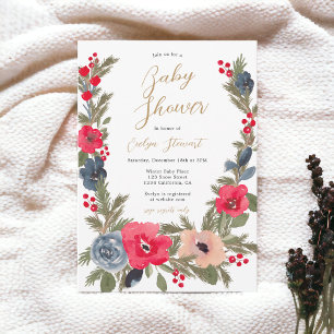 Invitation Rustique chic baby shower d'aquarelle florale hive