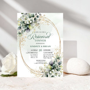 Invitation Rustique Chic Dîner de Répétition Vert Poussiéreux