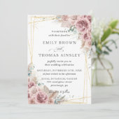 Invitation Rustique Chic Dusty Rose Blush Floral Pampas Maria (Debout devant)