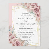Invitation Rustique Chic Dusty Rose Blush Floral Pampas Maria (Devant / Derrière)