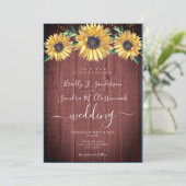 Invitation Rustique Chic Floral Grange Mariage bois (Debout devant)