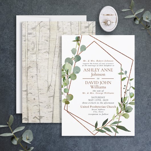 Invitation Rustique Chic Géométrique Verdure Mariage élégant