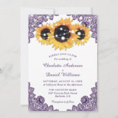 Invitation Rustique Chic Mariage de tournesol en dentelle vio (Devant)