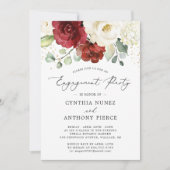 Invitation Rustique Chic Rouge Blanc Floral Gold (Devant)