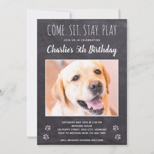 Invitation Rustique Chien Chien Chien Chien Anniversaire Phot (Devant)
