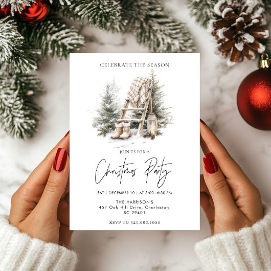 Invitation Rustique Christmas Holiday Tree