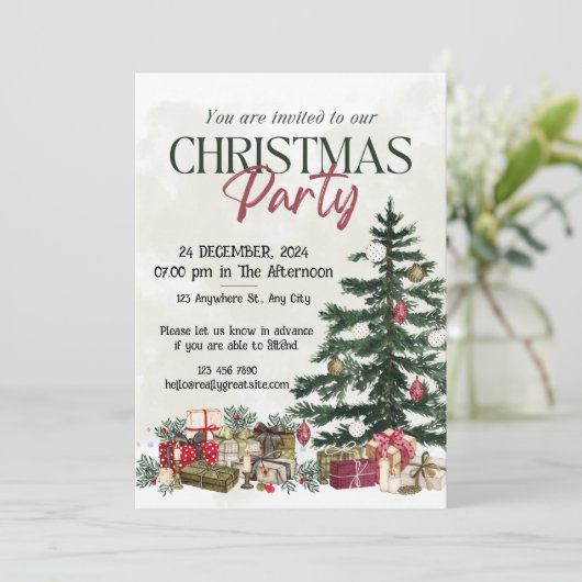 Invitation Rustique Christmas Tree Party (Debout devant)