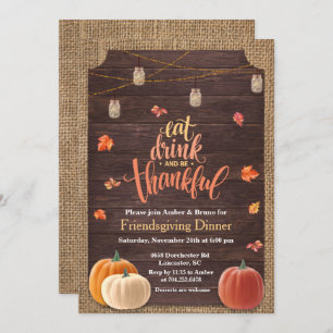 Invitation Rustique Citrouille Automne