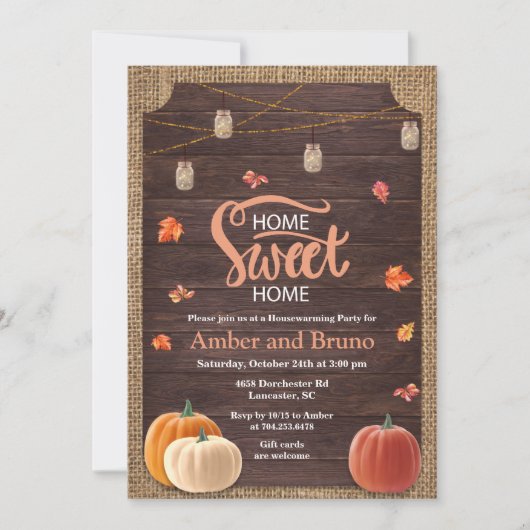 Invitation Rustique Citrouille Automne (Devant)