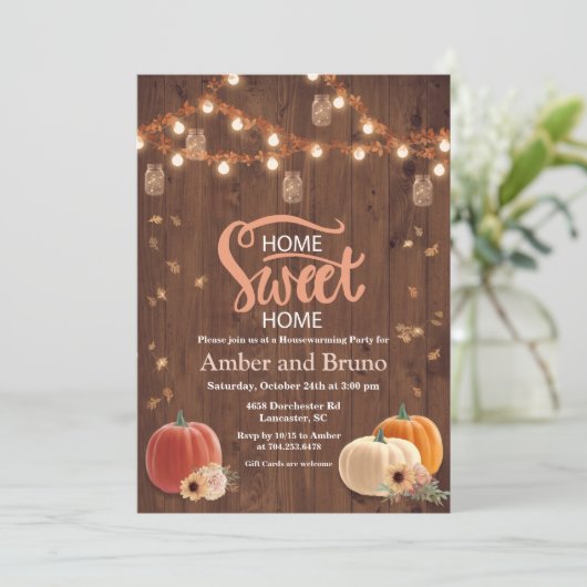Invitation Rustique Citrouille Automne (Debout devant)
