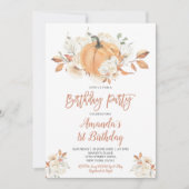 Invitation Rustique Citrouille Automne Rustique Floral fête d (Devant)