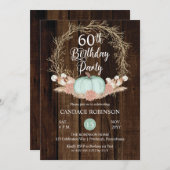 Invitation Rustique Citrouille Pampas Wreath 60e fête d'anniv (Devant / Derrière)