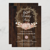 Invitation Rustique Citrouille Pampas Wreath 60e fête d'anniv (Devant / Derrière)