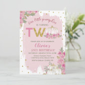 Invitation Rustique Citrouille rose Floral 2e anniversaire (Debout devant)