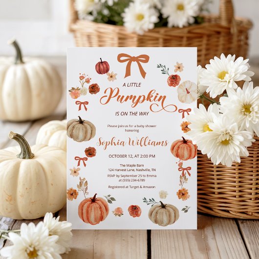 Invitation Rustique Citrouilles d'automne et Baby shower de v