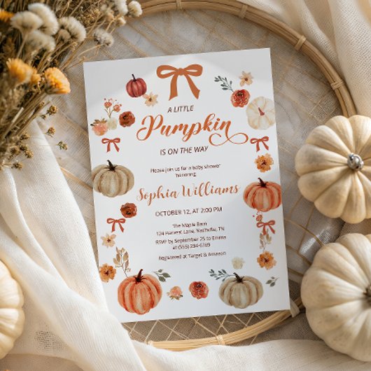Invitation Rustique Citrouilles d'automne et Baby shower de v