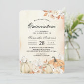 Invitation Rustique Citrouilles et fleurs d'automne (Debout devant)