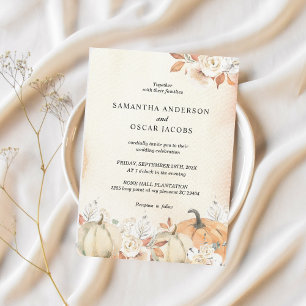 Invitation Rustique Citrouilles et fleurs d'automne