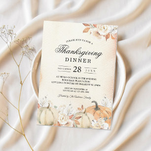 Invitation Rustique Citrouilles et fleurs d'automne