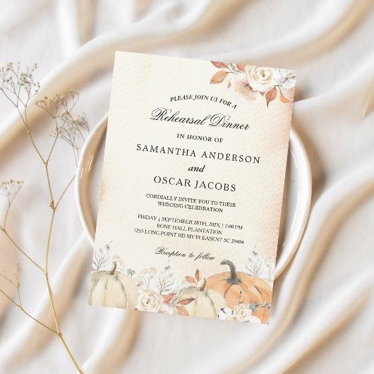 Invitation Rustique Citrouilles et fleurs d'automne