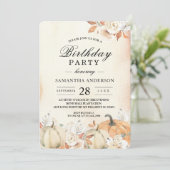 Invitation Rustique Citrouilles et fleurs d'automne (Debout devant)