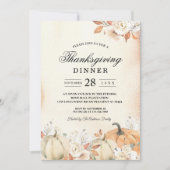 Invitation Rustique Citrouilles et fleurs d'automne (Devant)