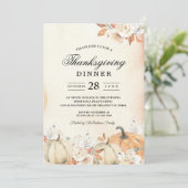 Invitation Rustique Citrouilles et fleurs d'automne (Debout devant)