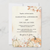 Invitation Rustique Citrouilles et fleurs d'automne (Devant)