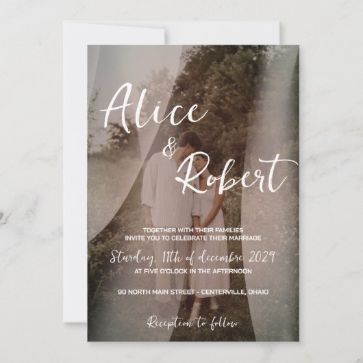 Invitation Rustique classique mariage romantique (Devant)