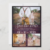 Invitation RUSTIQUE Collage photo de mariage "Save the Date"  (Devant)