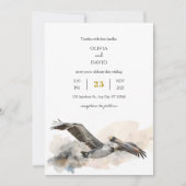 Invitation Rustique Côte Pélican Aquarelle Plage Mariage (Devant)