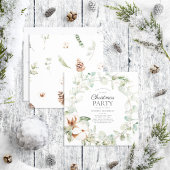 Invitation Rustique Coton hiver verdure Wreath Fête de Fêtes