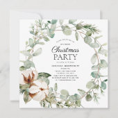 Invitation Rustique Coton hiver verdure Wreath Fête de Fêtes (Devant)