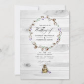 Invitation Rustique Cotton Lavender Pays QR Code Mariage (Devant)