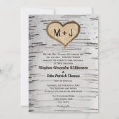 Invitation Rustique Country Birch Tree Initiales Mariage card (Devant)