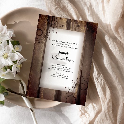 Invitation Rustique Country Grange Bois Junior / Prom Senior
